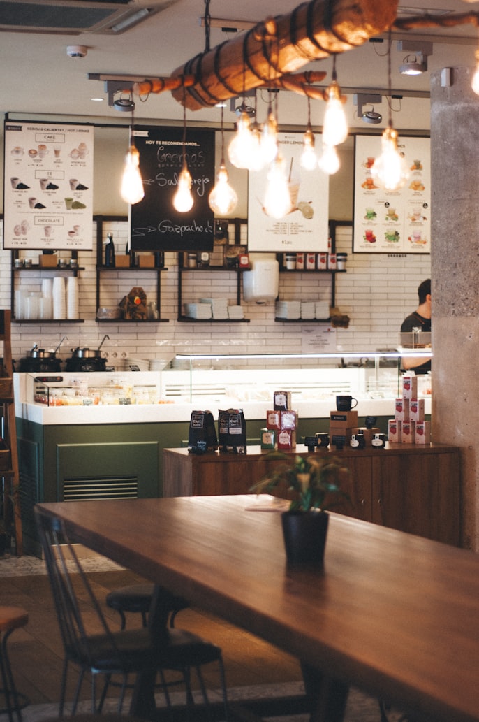 A modern, stylish cafe