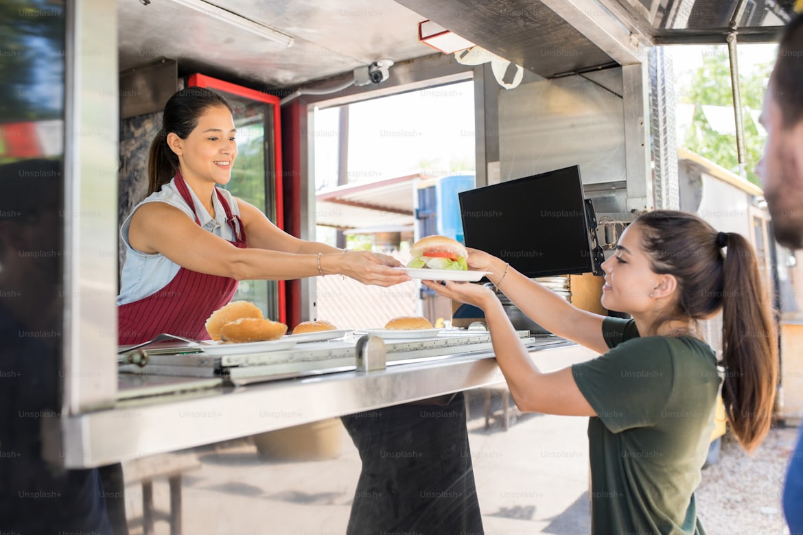 A bustling food truck